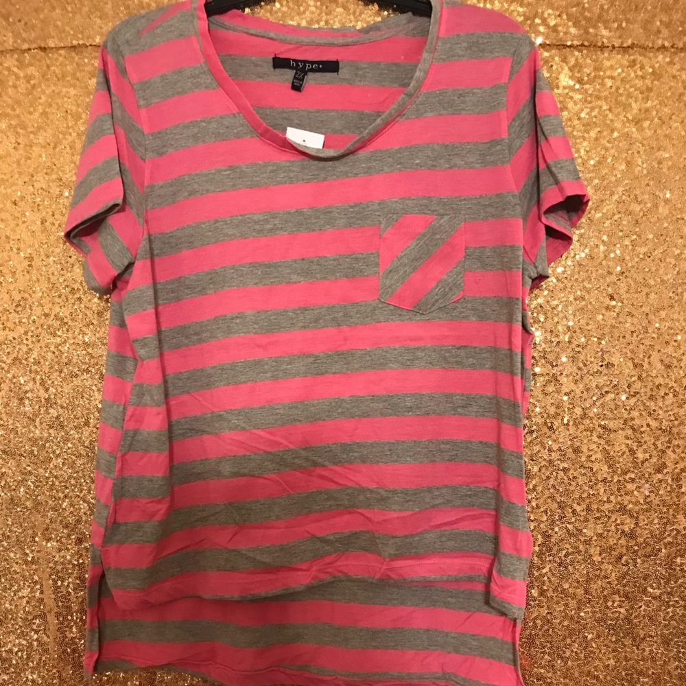 Cute Hi-Low stripe flowy bright tops